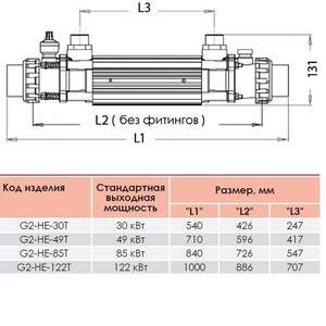 Теплообмінник Elecro G2I 122 кВт Incoloy